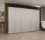 Kleiderschrank mit vier Kleiderstangen Eiger 55, Farbe: Kaschmir, 3 Meter breit, vier Fächer, vier Türen, Soft-Close-Funktion, Griffe: Gold, für Schlafzimmer