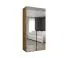 Kleiderschrank / Drehtürenschrank mit zwei Spiegeltüren Eiger 111, Farbe: Eiche Artisan, 1 Meter breit, eine Kleiderstange, Griffe: Schwarz