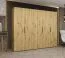 Drehtürenschrank mit fünf Türen Korab 34, Farbe: Eiche Artisan, drei Kleiderstangen, 2,5 Meter breit, Griffe: Schwarz, Soft-Close-Funktion, drei Fächer