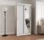 Kleiderschrank Jorasses 02, Farbe: Weiß, eine Spiegeltür, 1 Meter breit, Schiebetürenschrank, Aluminiumschienen, fünf Fächer, zwei Kleiderstangen