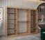 Kleiderschrank | Farbe: Eiche Artisan | 3-Türig | 10 Fächer | 250 x 62 x 200 cm | dekorativer Spiegel | 2 Kleiderstangen | Schiebetürenschrank | hochwertig Verarbeitet