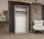 Drehtürenschrank mit zwei Spiegeltüren Eiger 113, Farbe: Weiß, ein Fach, 1 Meter breit, Soft-Close-Funktion, Kleiderschrank, Griffe: Schwarz