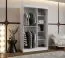 Schiebetürenschrank / Kleiderschrank | Weiß Matt | 120 x 62 x 200 cm | Moderne Details | 5 Fächer | 2 Kleiderstangen | elegante Ausführung