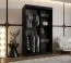 Schiebetürenschrank / Kleiderschrank | Schwarz Matt | 120 x 62 x 200 cm | Moderne Details | 5 Fächer | 2 Kleiderstangen | elegante Ausführung
