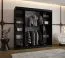 Kleiderschrank | Schwarz Matt | Spiegeltür | Moderne Details | 200 x 62 x 200 cm | Schiebetürenschrank | 10 Fächer | 2 Kleiderstangen | hochwertig Verarbeitet
