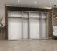 Kleiderschrank mit vier Kleiderstangen Korab 53, Farbe: Kaschmir, 3 Meter breit, vier Fächer, Soft-Close, sechs Türen, Griffe: Schwarz, Drehtürenschrank