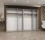 Kleiderschrank / Drehtürenschrank mit 3 Meter breite Korab 159, Farbe: Weiß, Soft-Close-Funktion, Griffe: Gold, vier Fächer, vier Kleiderstangen