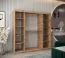 Schiebetürenschrank Jorasses 17, eine Spiegeltür, 2 Meter breit, Farbe: Eiche Artisan, 10 Fächer, Aluminiumschienen, Kleiderschrank, Schlafzimmer