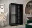 Schwarzer Schiebetürenschrank mit stylischen Spiegel Elbrus 04, Matte Oberfläche, Maße: 200 x 120 x 62 cm, 2 Kleiderstangen, 5 Holzeinlegeböden