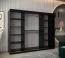 Kleiderschrank / Schiebetürenschrank | Schwarz Matt | 10 Fächer | 2 Kleiderstangen | hochwertig Verarbeitet | 250 x 62 x 200 cm | dekorative Spiegeltür