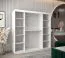 Kleiderschrank Aletschhorn 18, 2 Meter breit, Farbe: Weiß, eine Spiegeltür, Aluminiumschienen, 10 Fächer, Schiebetürenschrank, zwei Kleiderstangen