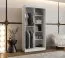 Kleiderschrank mit fünf Fächer Bernina 02, Farbe: Weiß, Aluminiumschienen, 1 Meter breit, eine Tür mit Spiegel, zwei Kleiderstangen, Schiebetürenschrank