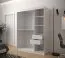 Kleiderschrank im modernen Stil Mulhacen 15, Farbe: Weiß matt / Eiche Artisan / Schwarz matt - Abmessungen: 200 x 150 x 62 cm (H x B x T), mit fünf Fächern und zwei Kleiderstangen