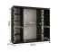 Kleiderschrank | Schwarz Matt | Spiegeltür | Moderne Details | 200 x 62 x 200 cm | Schiebetürenschrank | 10 Fächer | 2 Kleiderstangen | hochwertig Verarbeitet