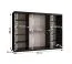 Schiebetürenschrank | Schwarz Matt | 10 Fächer | 2 Kleiderstangen | 250 x 62 x 200 cm | Kleiderschrank | Spiegeltür | hochwertig Verarbeitet | modernes Design