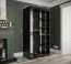 Stylischer Kleiderschrank mit Spiegeltür Ätna 74, Farbe: Schwarz matt / Weißer Marmor - Abmessungen: 200 x 100 x 62 cm (H x B x T), mit fünf Fächern und zwei Kleiderstangen