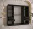 Eleganter Kleiderschrank mit einer Spiegeltür Liskamm 44, Farbe: Schwarz matt - Abmessungen: 200 x 200 x 62 cm (H x B x T), mit 10 Fächern und zwei Kleiderstangen