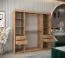 Schiebetürenschrank mit einer Spiegeltür Musala 17, Farbe: Eiche Artisan, 2 Meter breit, 10 Fächer, zwei Kleiderstangen, Aluminiumschienen, Kleiderschrank