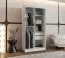 Kleiderschrank mit fünf Fächer Bernina 02, Farbe: Weiß, Aluminiumschienen, 1 Meter breit, eine Tür mit Spiegel, zwei Kleiderstangen, Schiebetürenschrank