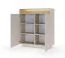 Kommode | Farbe: Beige / Eiche Cremona | 2 Drehtüren | inkl. LED-Beleuchtung | 7 Fächer | 103 x 40 x 119 cm | Push-to-open Funktion | Highboard | ABS-Kanten