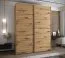 Kleiderschrank / Schiebetürenschrank | 2 Kleiderstangen | 245,5 x 190 x 64 cm | 2 Schiebetüren | 11 Fächer | 10 Einlegeböden | Farbe: Eiche Artisan