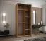 Kleiderschrank / Schiebetürenschrank | 245,5 x 110 x 64 cm | 6 Fächer | 2 Kleiderstangen | Soft-Close | 2 Schiebetüren | Spiegel | Farbe: Kaschmir