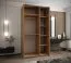 Kleiderschrank / Schiebetürenschrank | 6 Fächer | Soft-Close | 245,5 x 130 x 64 cm | 2 Kleiderstangen | Farbe: Eiche Artisan | Spiegel | 2 Schiebetüren