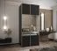 Kleiderschrank / Schiebetürenschrank | 245,5 x 110 x 64 cm | Spiegel | Soft-Close | Farbe: Schwarz | Soft-Close | 2 Kleiderstangen | 2 Schiebetüren