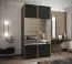 Kleiderschrank / Schiebetürenschrank | Spiegel | Farbe: Schwarz | 245,5 x 140 x 64 cm | Soft-Close | 6 Fächer | 2 Schiebetüren | 2 Kleiderstangen