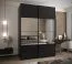 Kleiderschrank / Schiebetürenschrank | Farbe: Schwarz | Spiegel | 2 Schiebetüren | 245,5 x 180 x 64 cm | Soft-Close | 11 Fächer | 2 Kleiderstangen