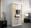 Schiebetürenschrank / Kleiderschrank Guajara 01 mit Spiegel, Farbe: Weiß matt / Eiche Sonoma - Abmessungen: 200 x 100 x 62 cm (H x B x T)
