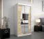 Schiebetürenschrank / Kleiderschrank Combin 01 mit Spiegel, Farbe: Weiß matt / Eiche Sonoma - Abmessungen: 200 x 100 x 62 cm (H x B x T)
