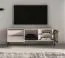 TV-Board | Kaschmir | 2 Schubladen | 3 Fächer | Push-to-open Funktion | inkl. LED-Beleuchtung | 1 Glastür mit Aluminiumrahmen | 160 x 40 x 59 cm | TV-Schrank