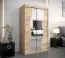 Schiebetürenschrank / Kleiderschrank Robinyera 02 mit Spiegel, Farbe: Eiche Sonoma - Abmessungen: 200 x 120 x 62 cm ( H x B x T)