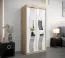 100 cm breiter Kleiderschrank mit 5 Fächern und 2 Türen | Farbe: Sonoma Eiche / Weiß Abbildung