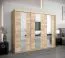 Großer 250 cm breiter Kleiderschrank mit 3 Türen | 10 Fächer | Farbe: Sonoma Eiche Abbildung
