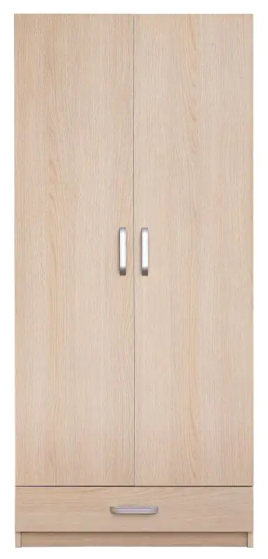 Drehtürenschrank / Kleiderschrank Kisaran 17, Farbe: Sonoma Eiche - Abmessungen: 180 x 80 x 50 cm (H x B x T)