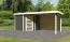 Gartenhaus SET AKTION terragrau mit Anbaudach 2,8 m Breite, Rückwand, Grundfläche: 5,76m²