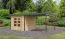 Gartenhaus mit Anbaudach, nordische Fichte naturbelassen/anthrazit, Trapezblech-Pultdach wetterfest, stabile Ecken, Zylinderschloss, 2,70 × 2,70 m