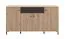 Kommode | drei Drehtüren | 1 Schublade | Farbe: Eiche Artisan / Schwarz | 6 Fächer | Maße: 170 x 40 x 90 cm | Sideboard | ABS-Kantenschutz