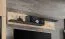 Modernes Wohnzimmer - Set A Jordalsgrenda, 4-teilig, Farbe: Eiche / Schwarz, inkl. LED-Beleuchtung, Push-to-open Funktion, zwei Kommoden, ein TV-Schrank, ein Wandregal