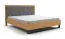 Doppelbett | Kiefer massiv | 160 x 200 cm | Farbe: Eiche / Grau | weich gepolsterte Kopfstütze | inkl. Lattenrost | Metallfuß | Gästebett