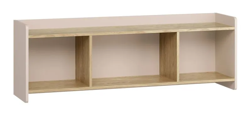 Wandregal / Hängeregal | Farbe: Eiche / Beige | drei geräumige Fächer | minimalistisches Design | Maße: 137 x 30 x 46 cm | ABS-Kantenschutz