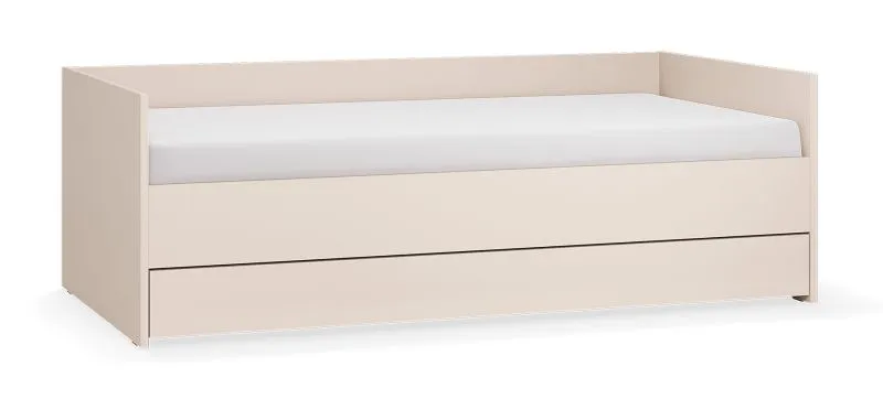 Einzelbett / Gästebett | Farbe: Beige | Liegefläche: 90 x 200 cm | mit Bettkasten für Bettwäsche | inkl. Lift up Lattenrost | für Schlafzimmer