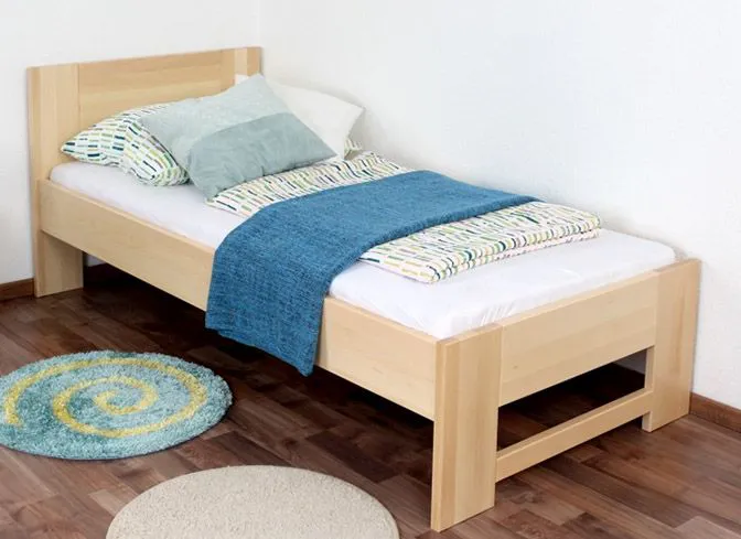 Kinderbett 90 x 200 cm | Massivholz: Buche | Natur Lackiert Abbildung