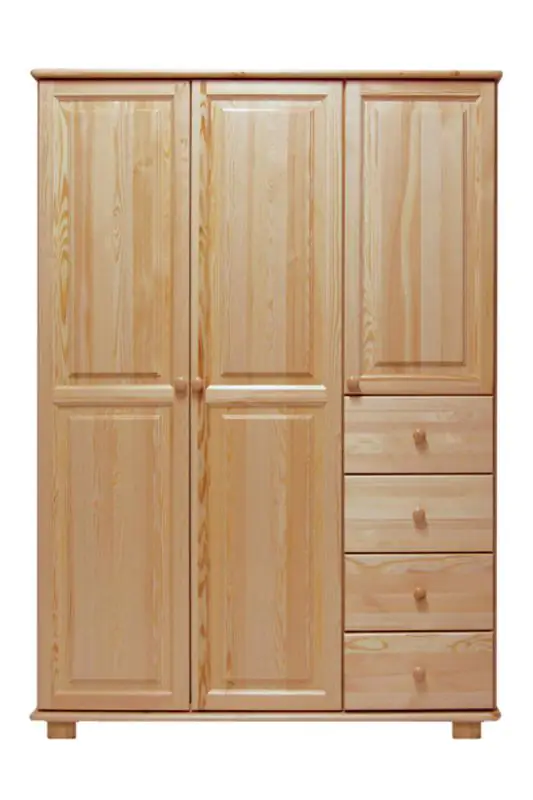 Massivholz Schlafzimmerschrank Kiefer, Farbe: Natur 190x120x60 cm Abbildung