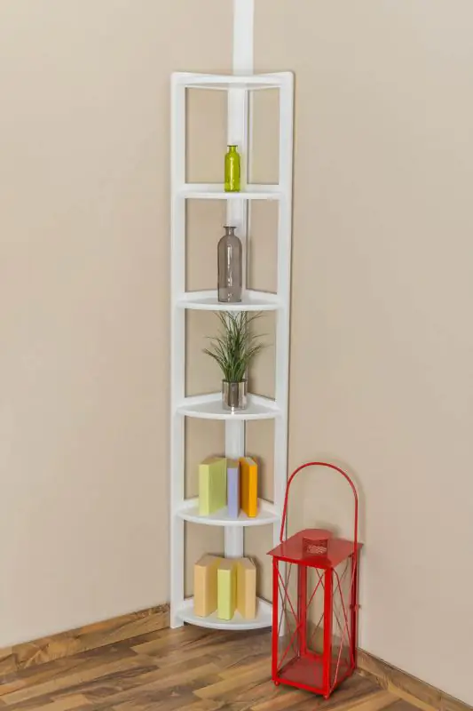 Regal, Küchenregal, Wohnzimmerregal, Bücherregal - 40 cm breit, Kiefer Holz-Massiv, Farbe: Weiß Abbildung