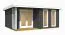 Gartenhaus G24 Carbongrau inkl. Fußboden - 44 mm Blockbohlenhaus, Grundfläche: 17,20 m², Pultdach