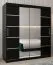 Schiebetürenschrank / Kleiderschrank Jan 04D mit Spiegel, Farbe: Schwarz - Abmessungen: 200 x 180 x 62 cm (H x B x T)
