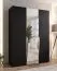 Drehtürenschrank / Kleiderschrank | Farbe: Schwarz | 1 Spiegeltür | Griffe: Kaschmir | 2 Fächer | Soft-Close | 2 Kleiderstangen | Maße: 150 x 52 x 202 cm | ABS